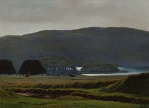 "Parti fra Virklund med udsigt over Thorsø" (1900) Maleri af Harald Foss (1843-1922)