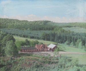 Maleri af Højborg ca. 1956. Oprindeligt et foto.