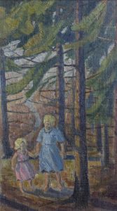 Kunstmaler Emil Janus Weinreich. Maleri forestillende to af hans børn. Sted: Vesterlundvej nr. 101 eller 103. Malet i perioden 1926-1934.