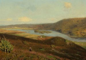 Thorsø set fra Højborg. Maleri af Godfred Christensen (1845-1928).